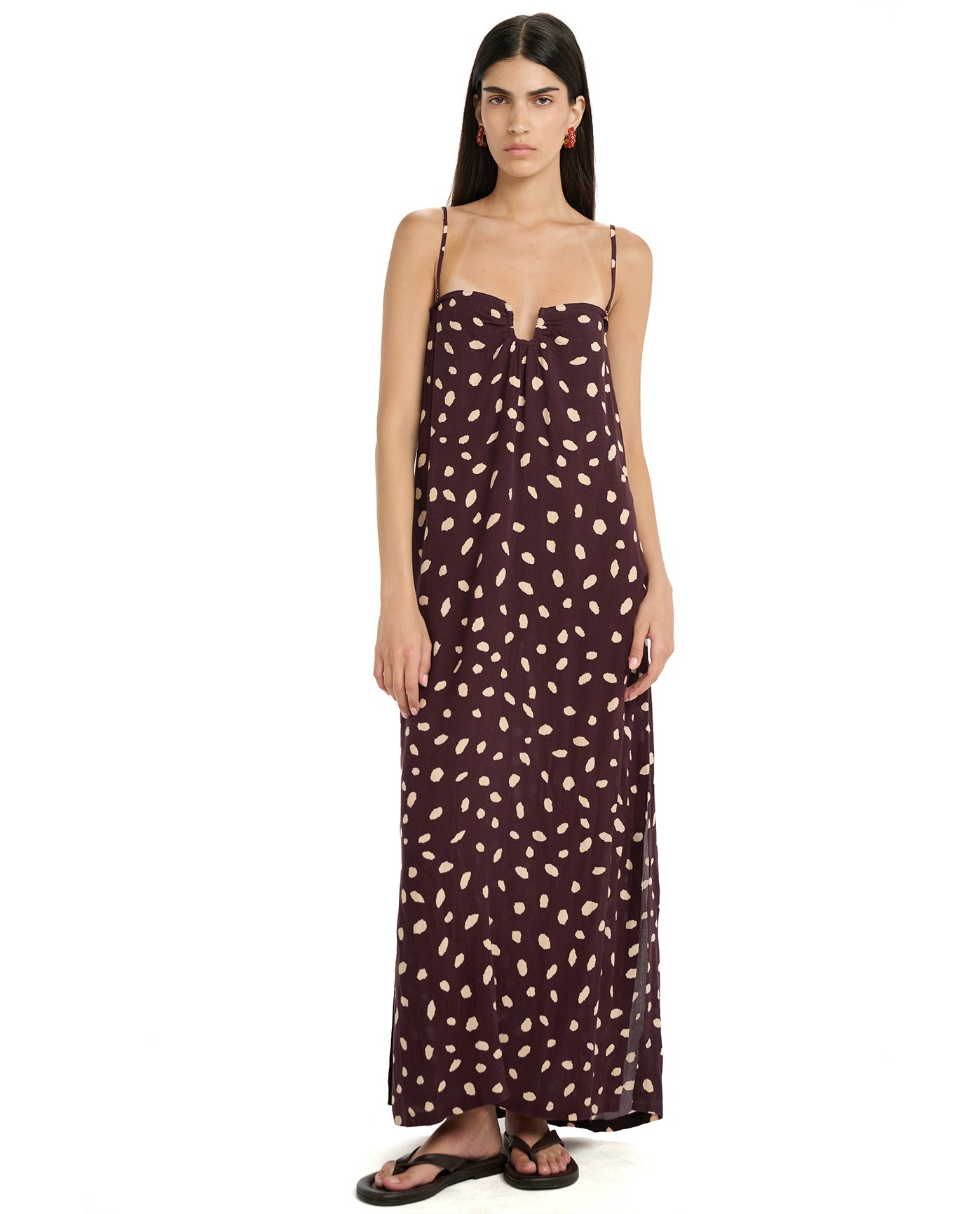Resort Pebble U Wire Maxi Dress Cover-Up-Brown