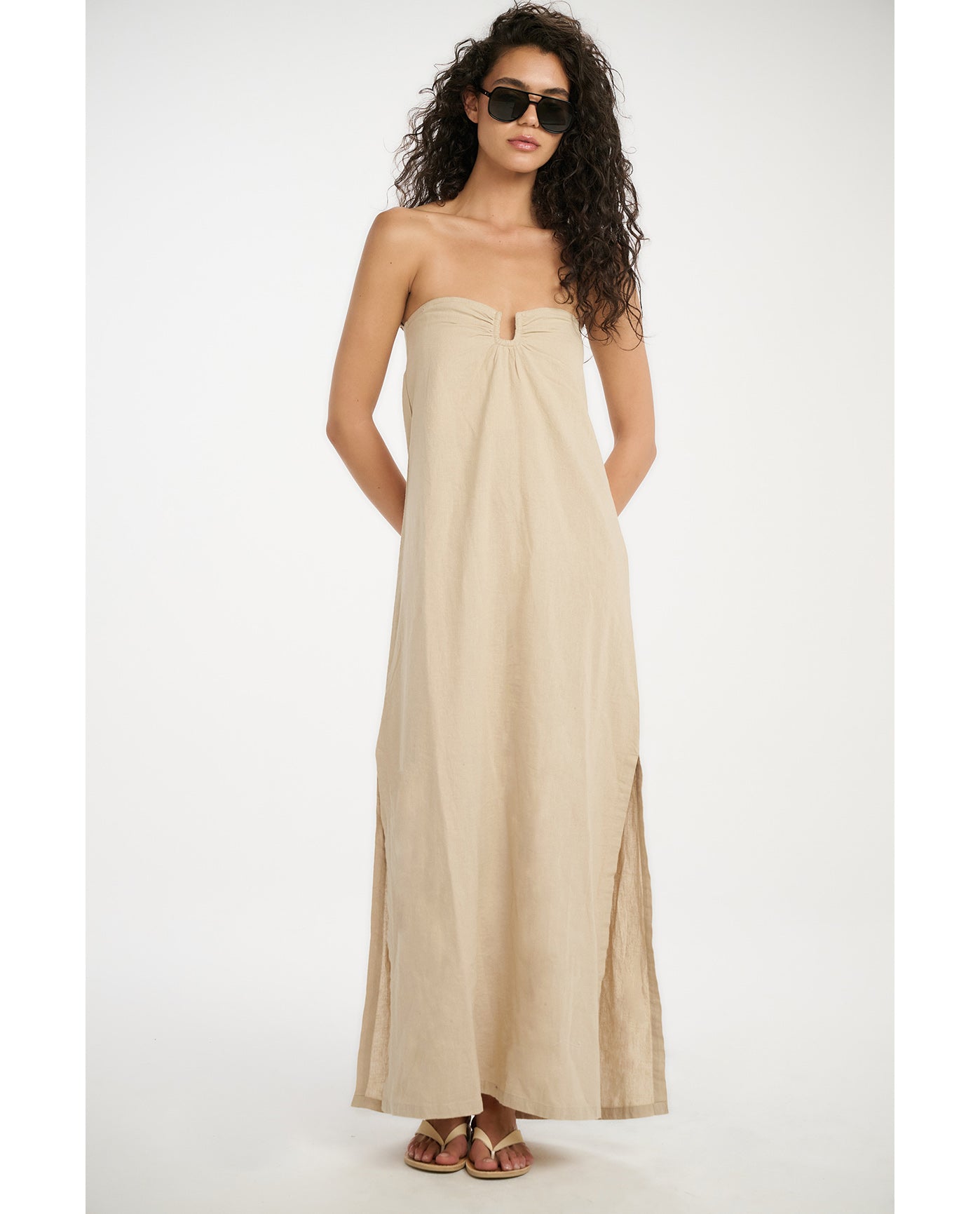 Resort Coastal U Wire Maxi Dress Cover-Up-Natural