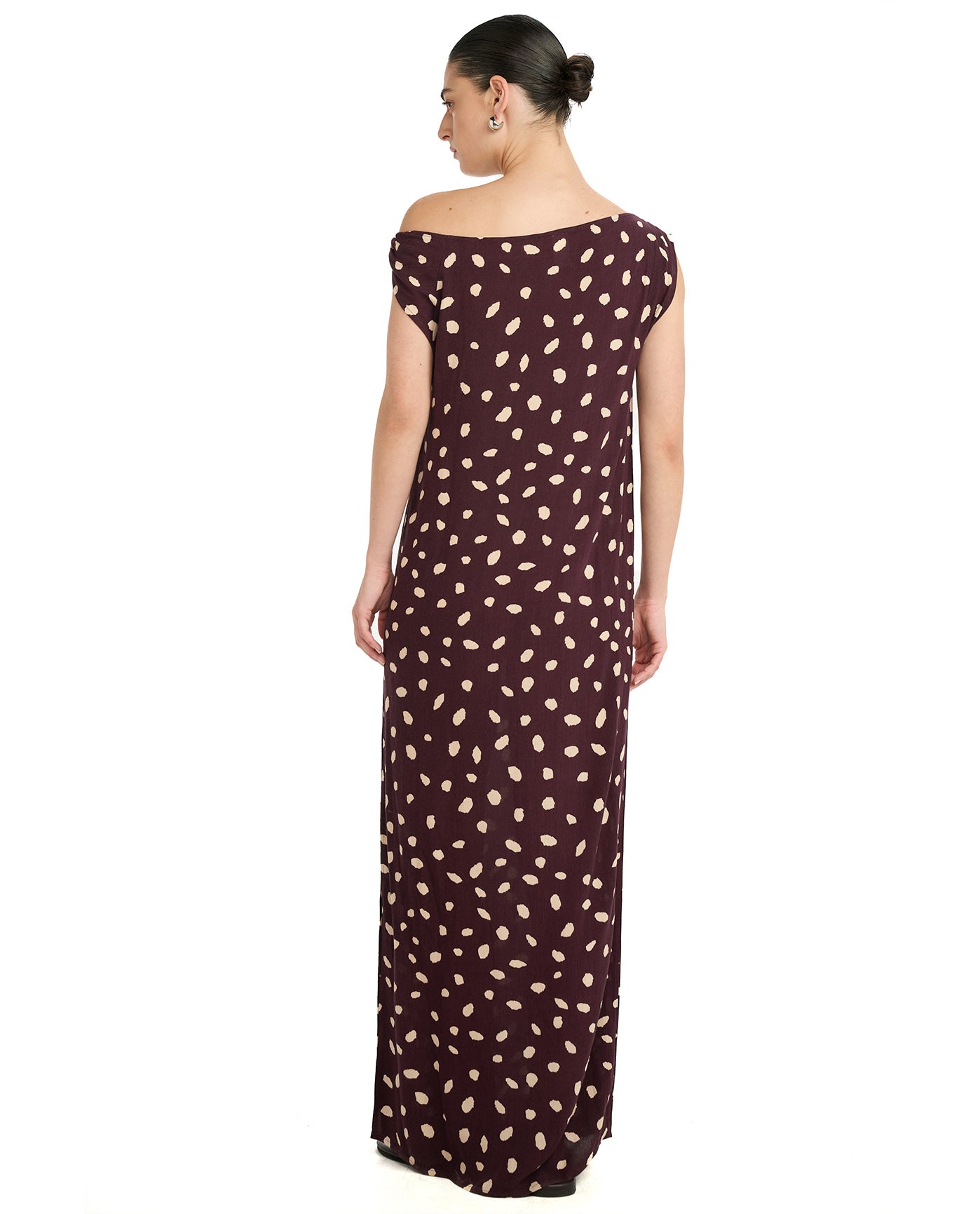 Resort Pebble One Shoulder Midi Dress Cover-Up -Brown
