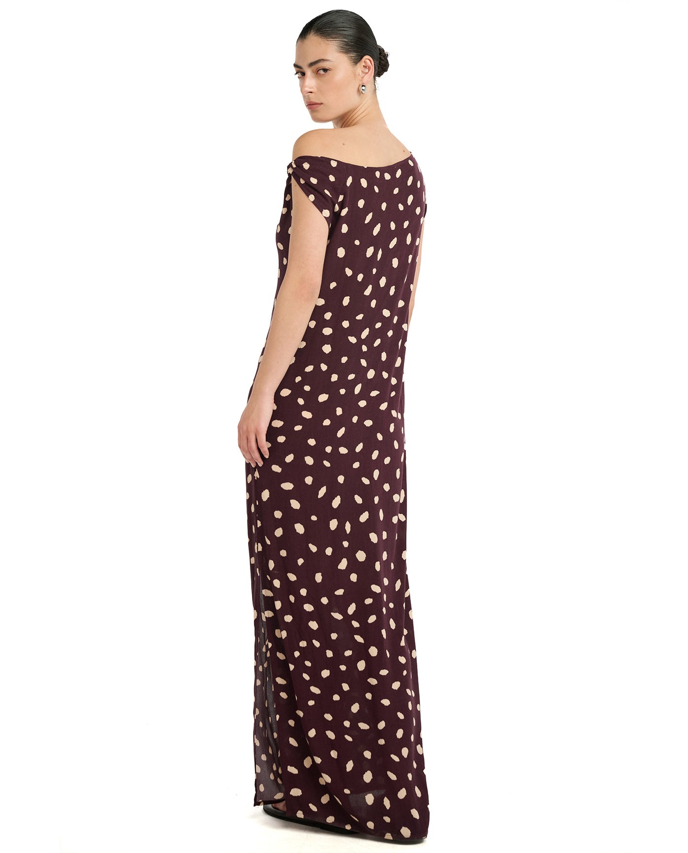 Resort Pebble One Shoulder Midi Dress Cover-Up -Brown