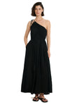 Resort One Shoulder Maxi Dress Cover-Up-Black