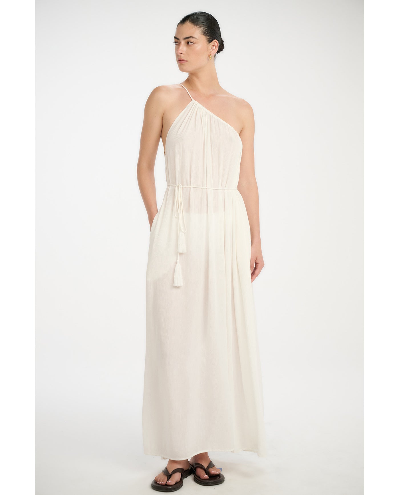 Gottex Beach LifeResort One Shoulder Maxi Dress Cover-Up-WhiteCover Ups