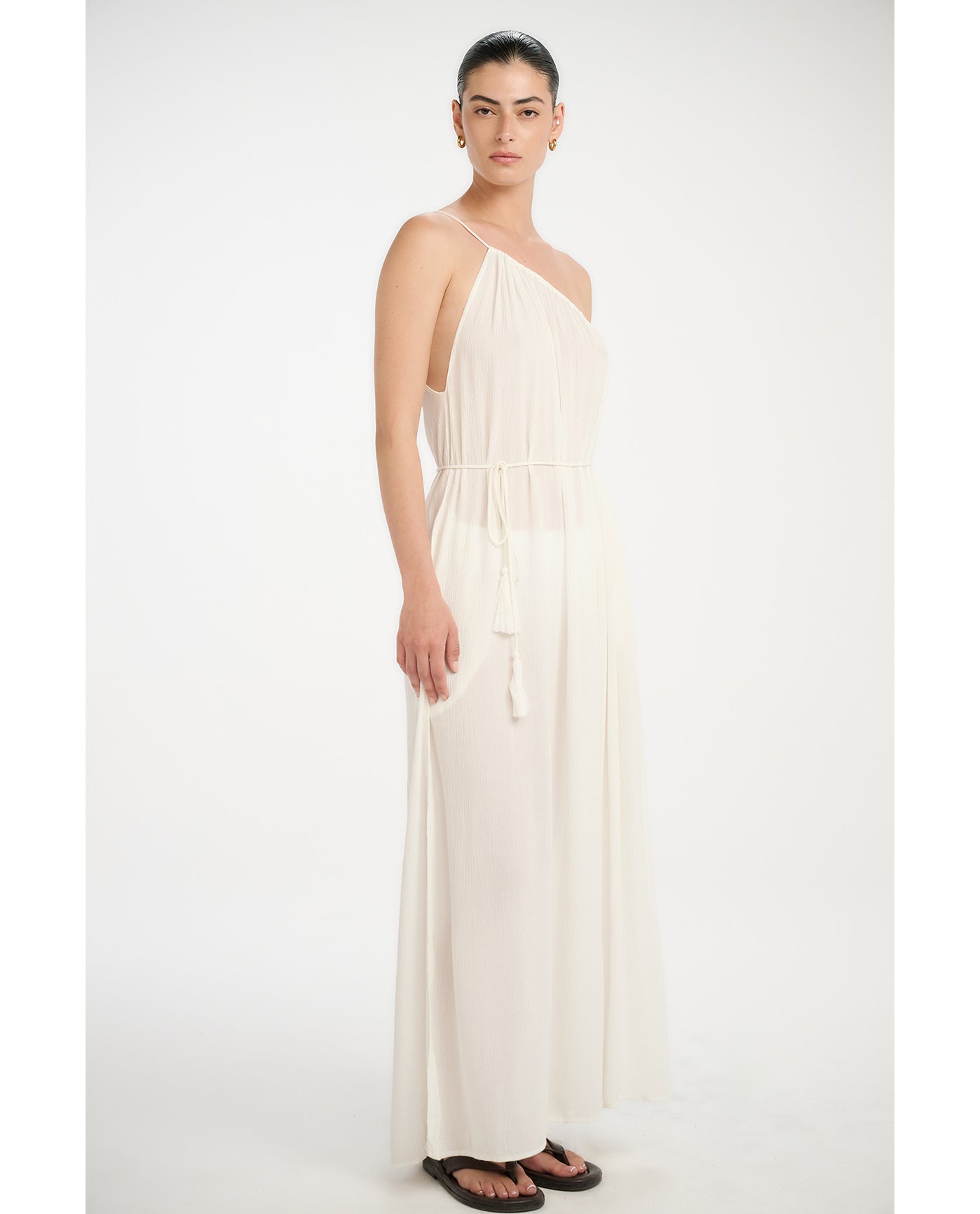 Resort One Shoulder Maxi Dress Cover-Up-White