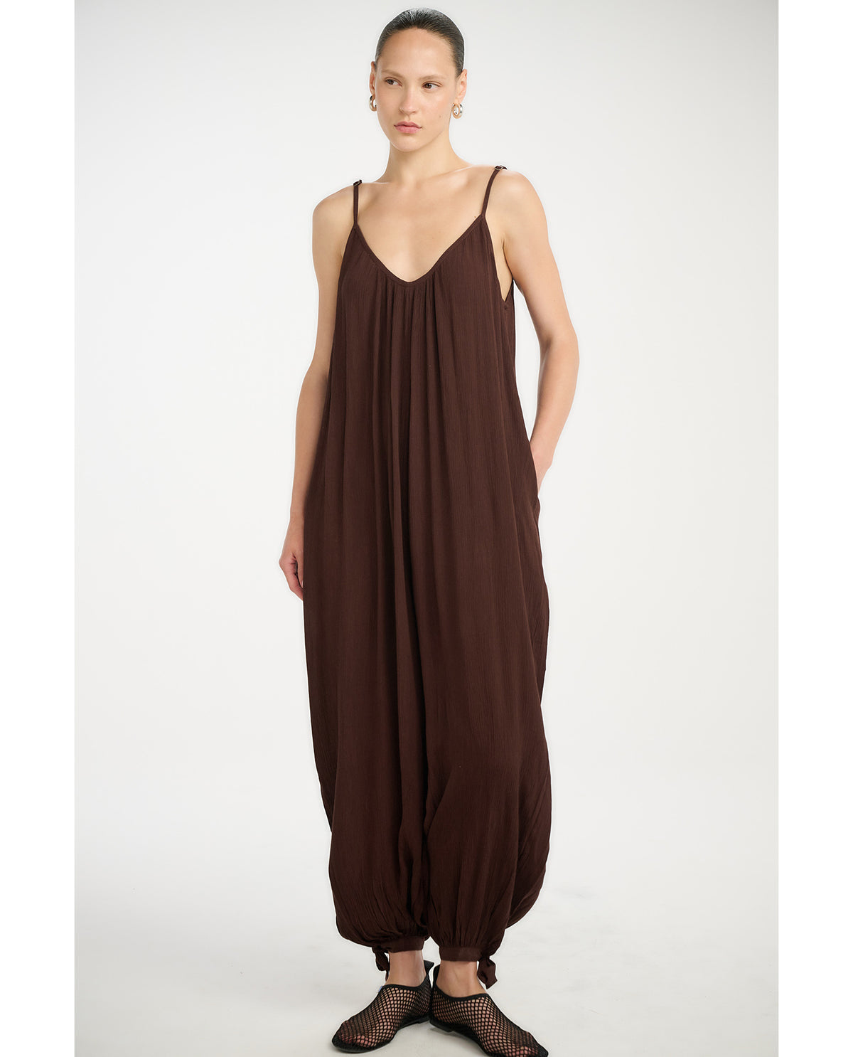 Gottex Beach LifeResort Balloon Pant Jumpsuit Cover-Up-BrownCover Ups