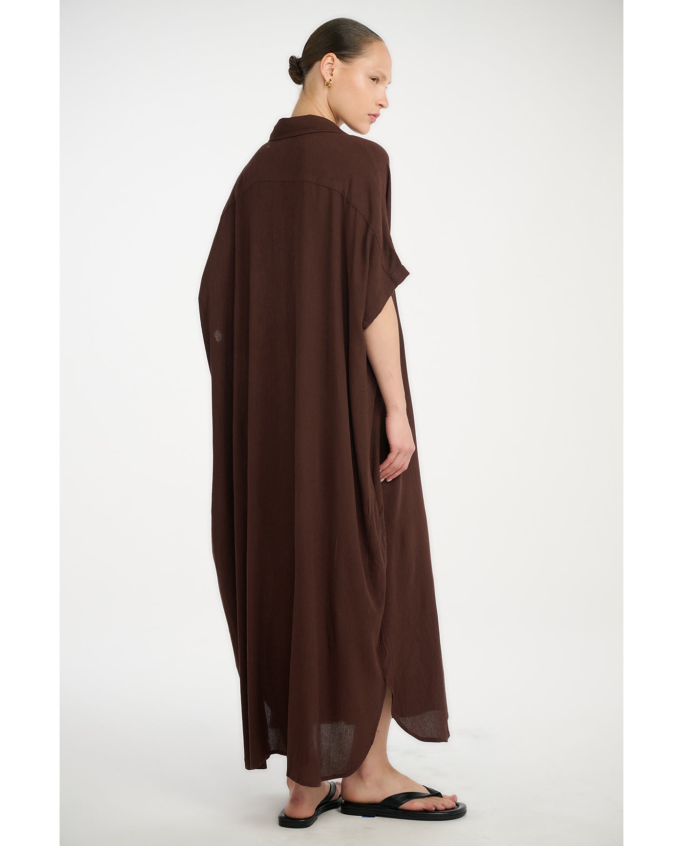 Resort Maxi Shirt Dress Cover-Up-Brown