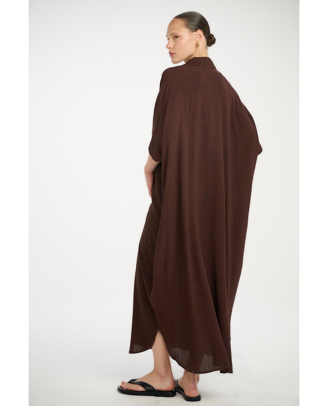 Resort Maxi Shirt Dress Cover-Up-Brown
