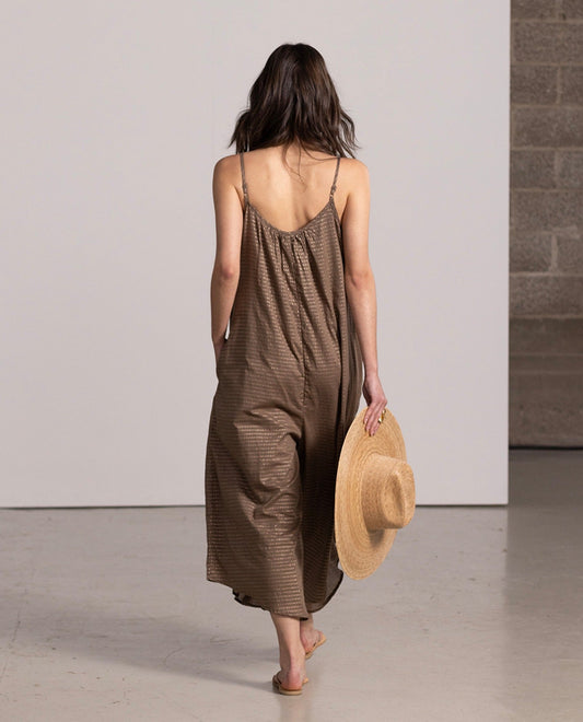 Back View Of Gottex Beach Life Long Cover Up Jumpsuit | GOTTEX BEACH LIFE KHAKI