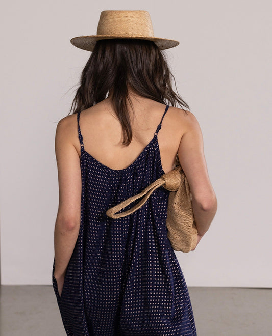 Back View Of Gottex Beach Life Long Cover Up Jumpsuit | GOTTEX BEACH LIFE NAVY
