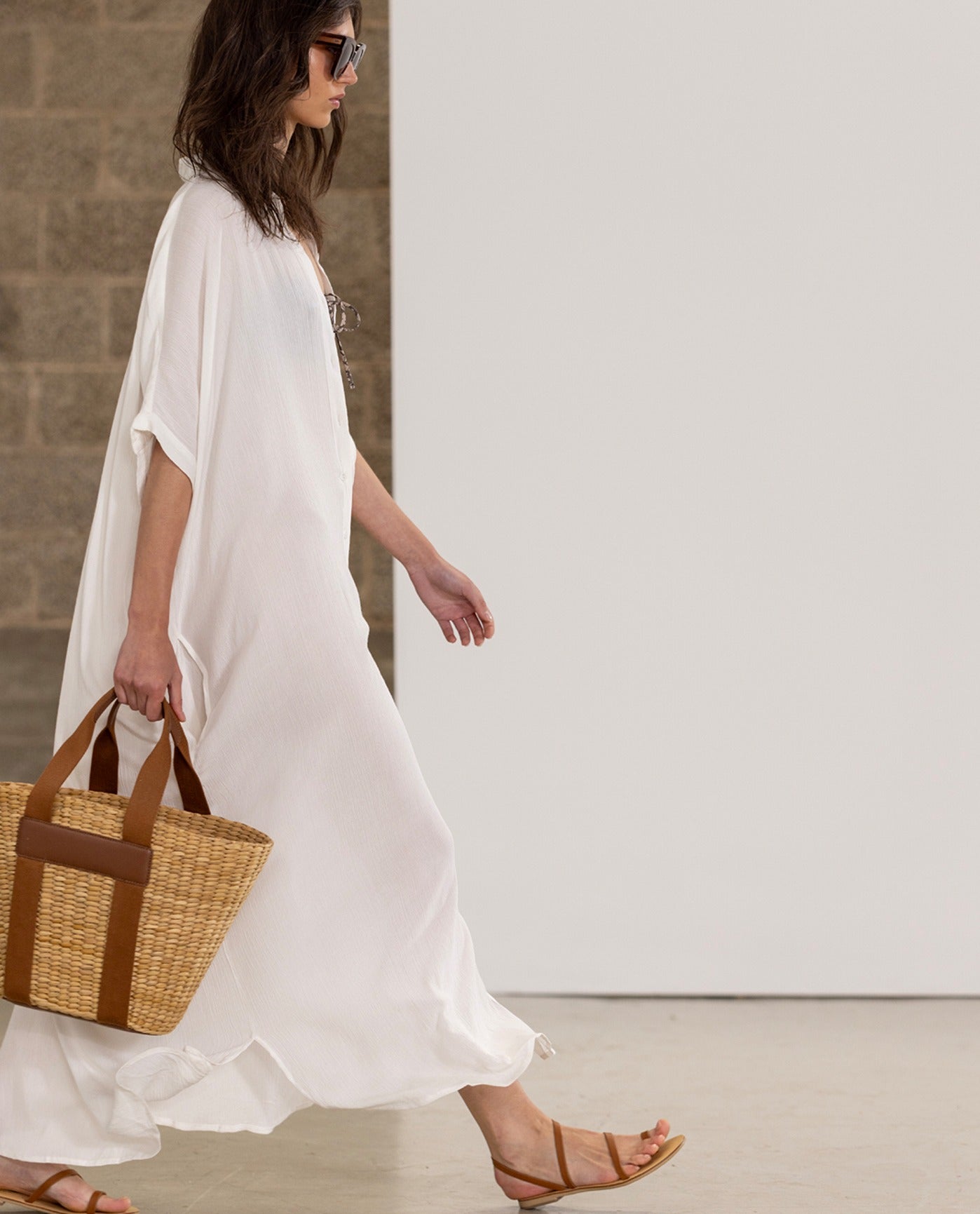 Full Button Kaftan - White