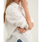 SideView Of Oversized Cotton Button-Down Shirt | White
