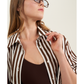 Front View Of Oversized Cotton Button-Down Shirt | dark-brown