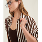Front View Of Oversized Cotton Button-Down Shirt | dark-brown