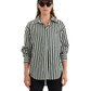 Front View Of Oversized Cotton Button-Down Shirt | dark-green