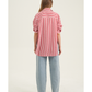 Back View Of Oversized Cotton Button-Down Shirt | red