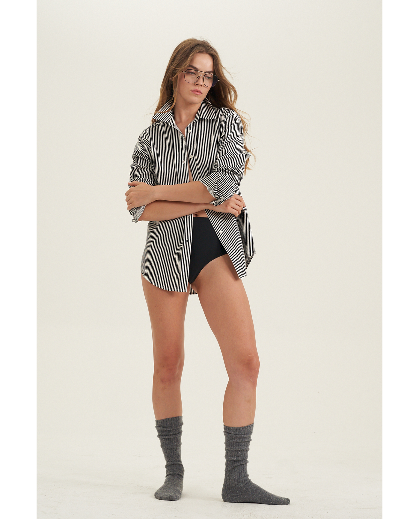 Front View Of Fitted Cotton Button-Down Shirt |  Black

