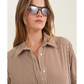 Front View Of Fitted Cotton Button-Down Shirt | Brown
