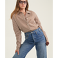 Front View Of Fitted Cotton Button-Down Shirt | Brown
