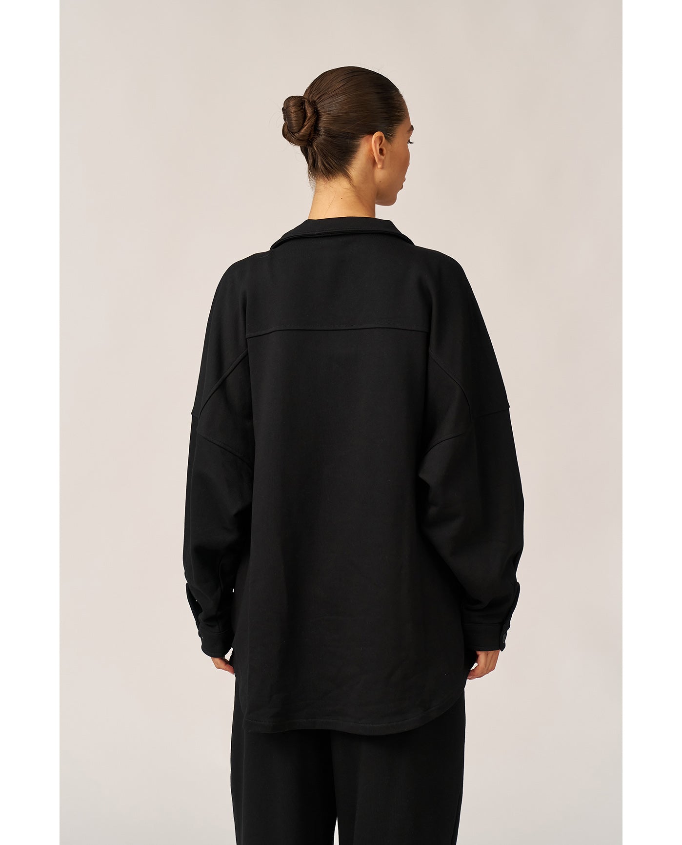 Cozy Coast Airport Button Up Shacket-Black