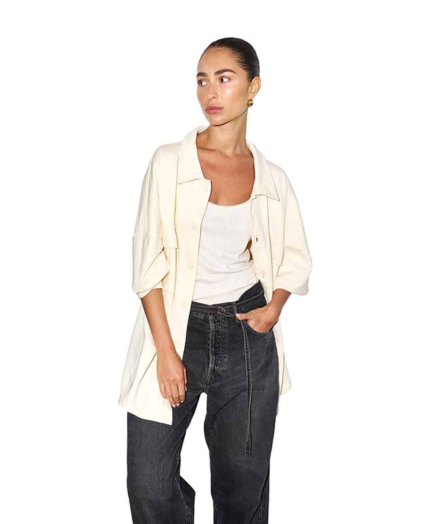 Cozy Coast Airport Button Up Shacket-Cream