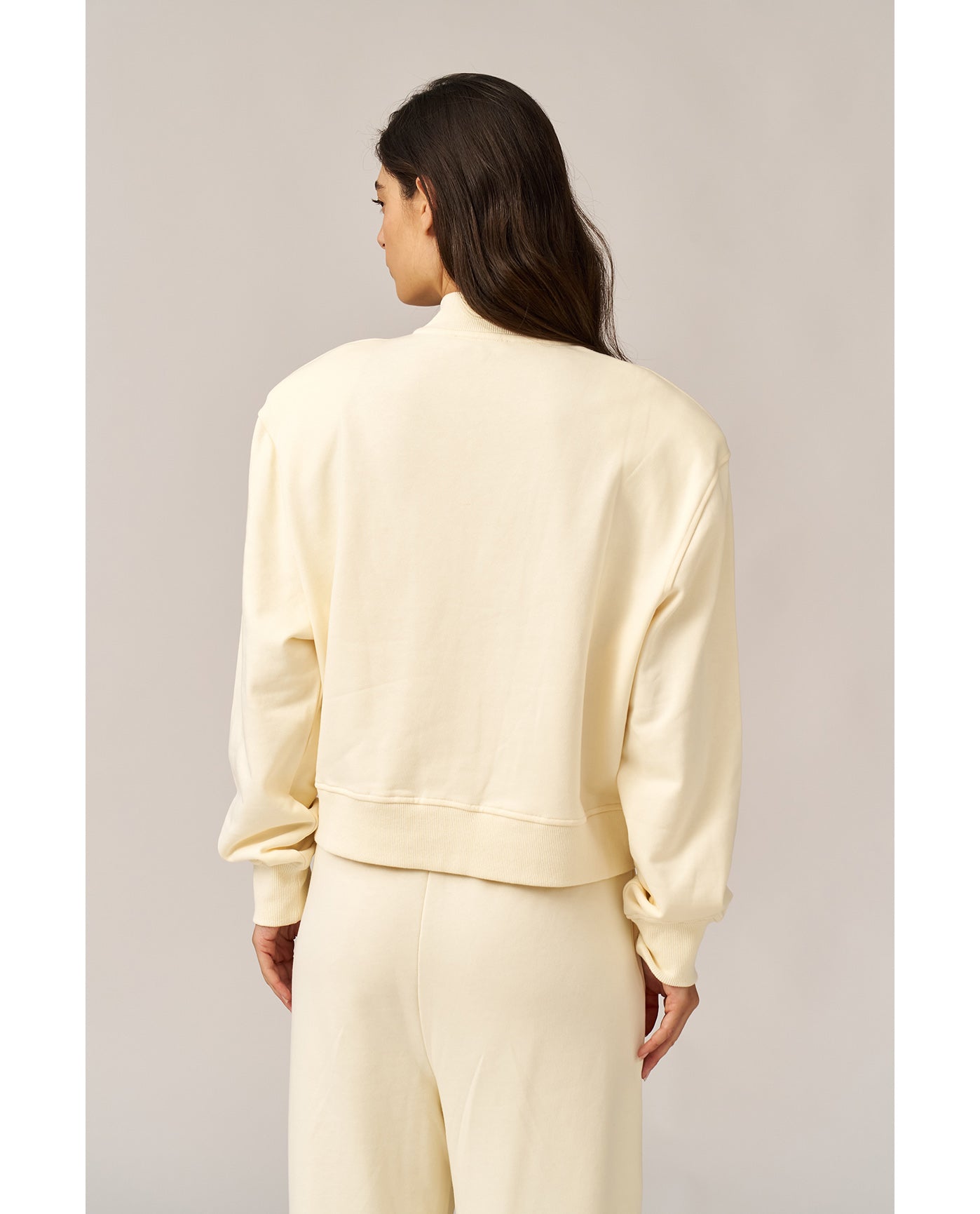 Cozy Coast Airport Bomber Sweatshirt-Cream