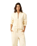 Cozy Coast Airport Bomber Sweatshirt-Cream