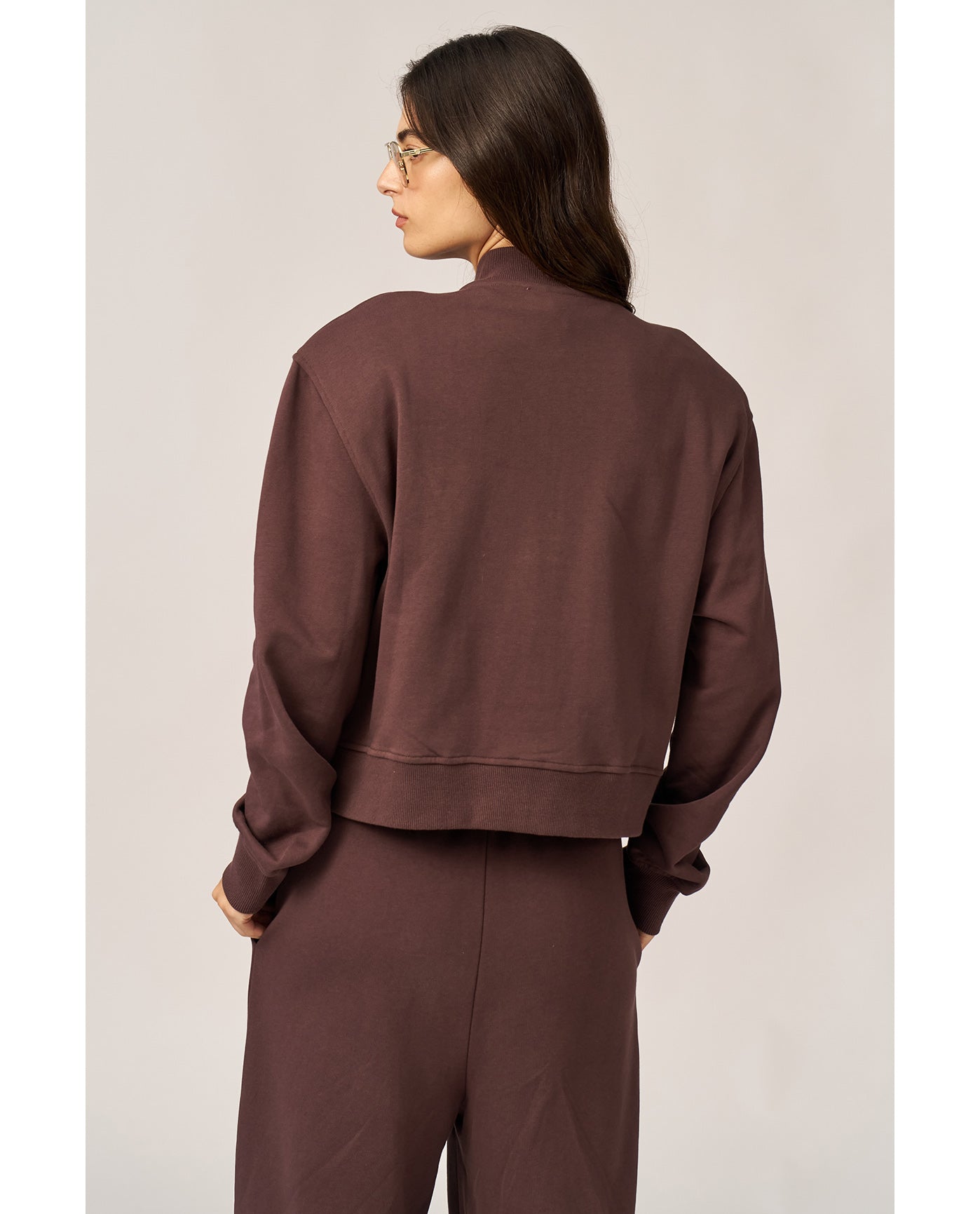 Cozy Coast Airport Bomber Sweatshirt-Brown