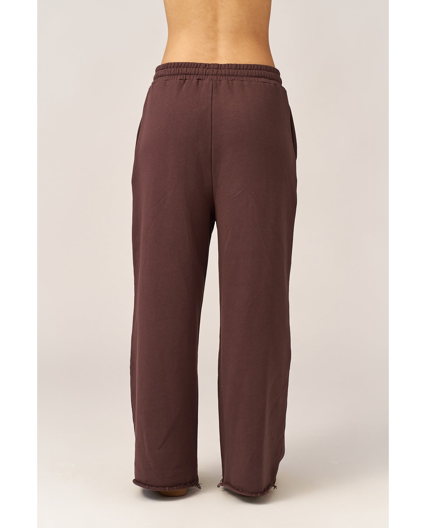 Cozy Coast Airport Wide Leg Sweatpants-Brown