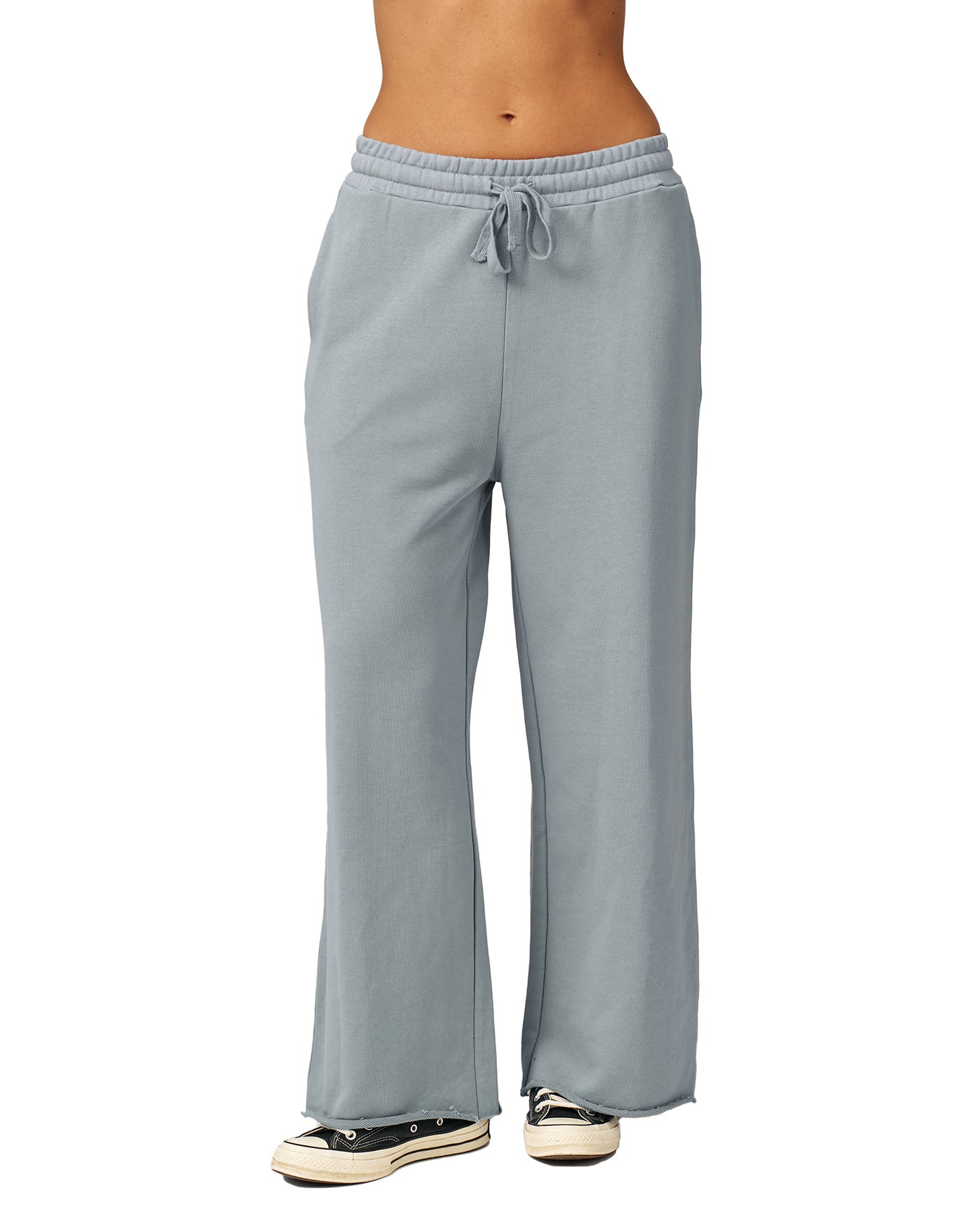 Cozy Coast Airport Wide Leg Sweatpants-Light blue