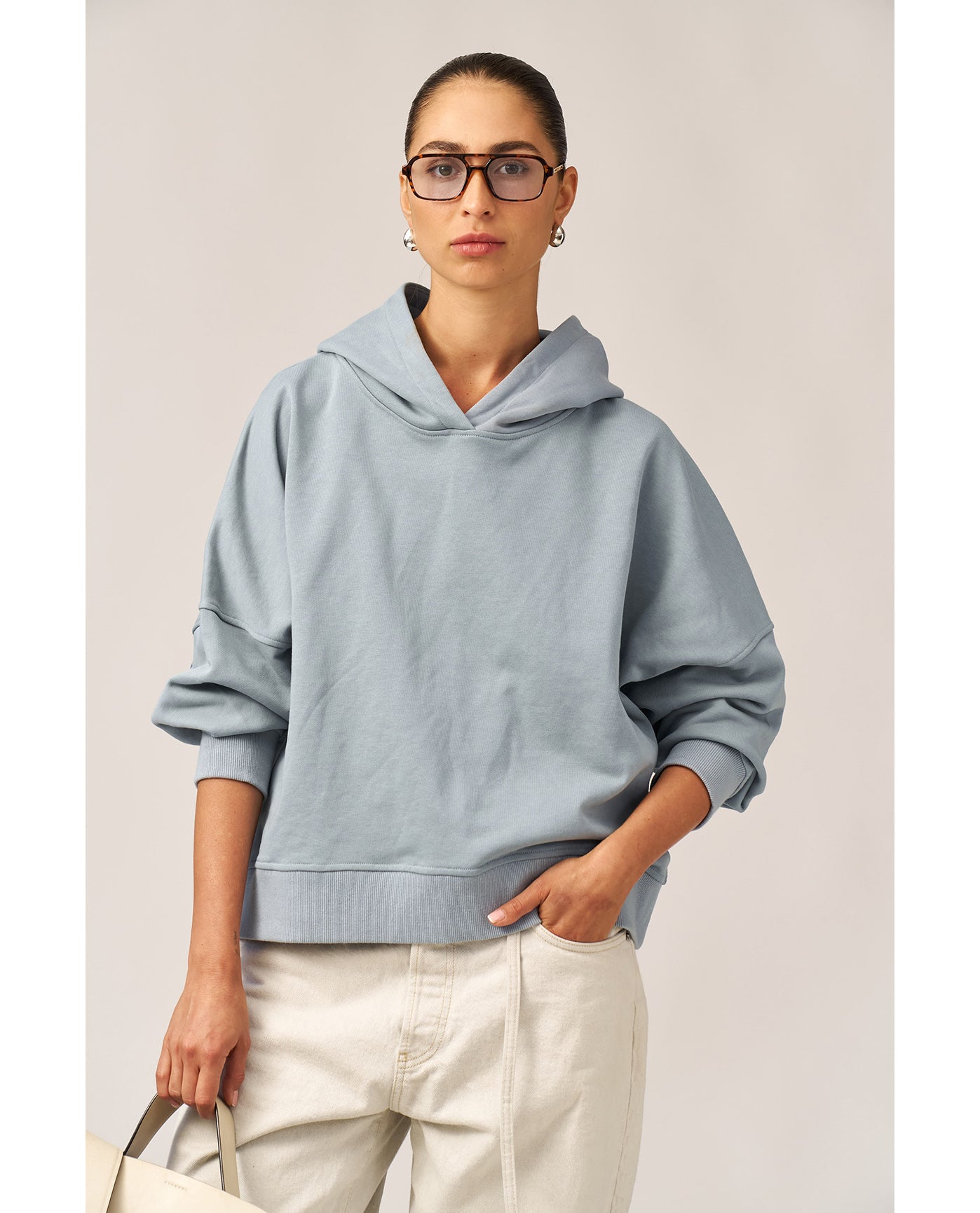 Cozy Coast Airport Hooded Sweatshirt -Light blue