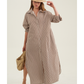 Front View Of Cotton Shirt Dress | Brown
