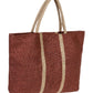 Front View Of Gottex Medium Jute Tote Bag | GOTTEX BRICK WITH CREAM