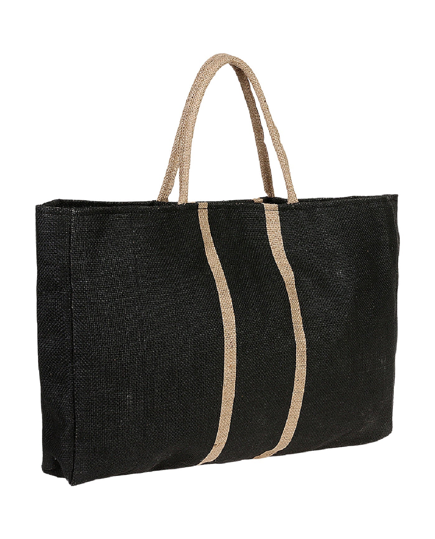 Front View Of Gottex Large Jute Bag | GOTTEX BLACK WITH CREAM