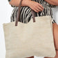 Alternate Front View Of Gottex Jute And Vegan Leather Bag | GOTTEX CREAM