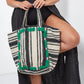 Alternate Front View Of Gottex Pom Pom Striped Cotton Bag | GOTTEX GREEN POM POM