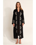 Embroidered Robe Cover-Up - Black