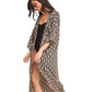 Side View Of Gottex Beach Life Midi Cover Up Kimono | GOTTEX BEACH LIFE KAREN BLACK AND BROWN