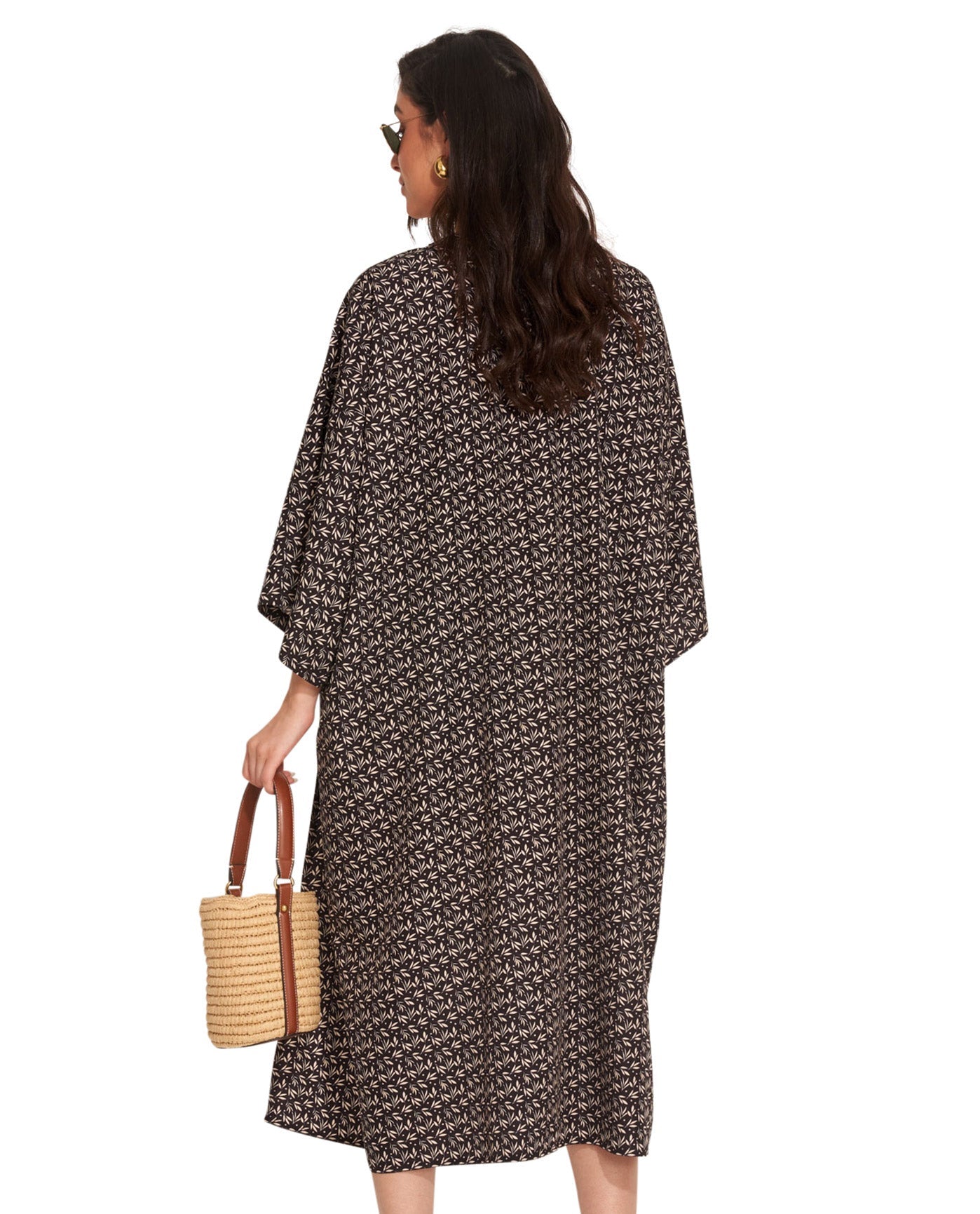 Back View Of Gottex Beach Life Midi Cover Up Kimono | GOTTEX BEACH LIFE MIKA BLACK