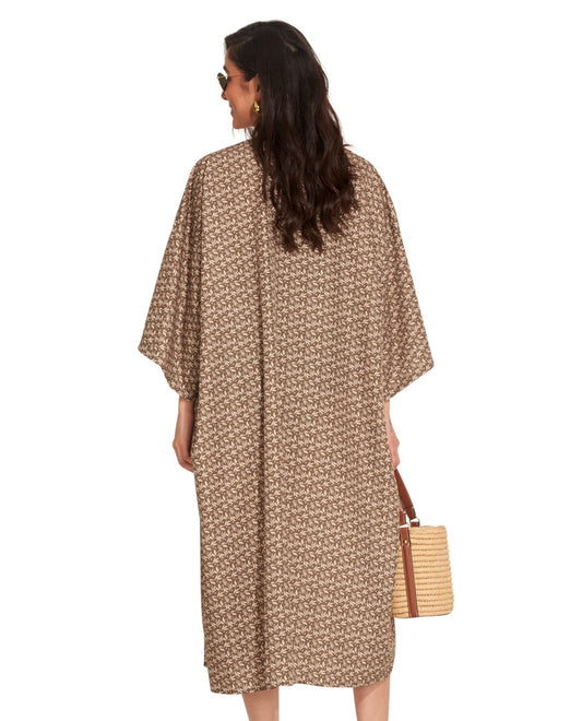 Back View Of Gottex Beach Life Midi Cover Up Kimono | GOTTEX BEACH LIFE MIKA GREEN