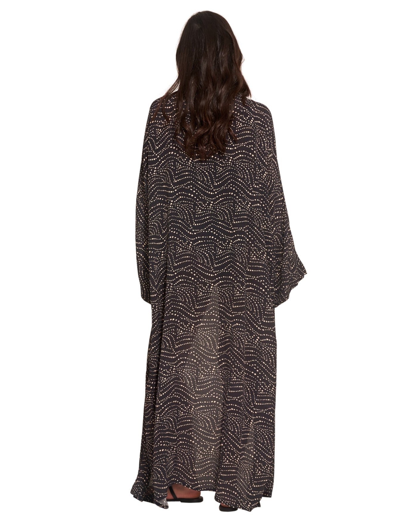 Back View Of Gottex Beach Life Issey Maxi Cover Up Kimono | Black