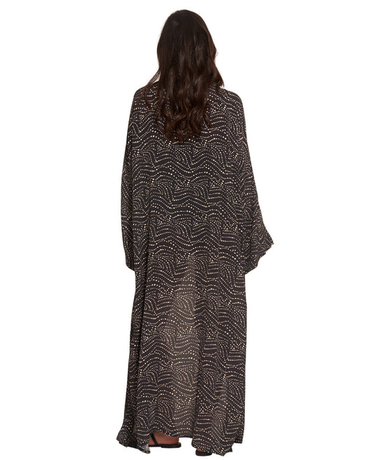 Back View Of Gottex Beach Life Issey Maxi Cover Up Kimono | Black