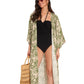 Front View Of Gottex Beach Life Midi Cover Up Kimono | GOTTEX BEACH LIFE NOAM GREEN