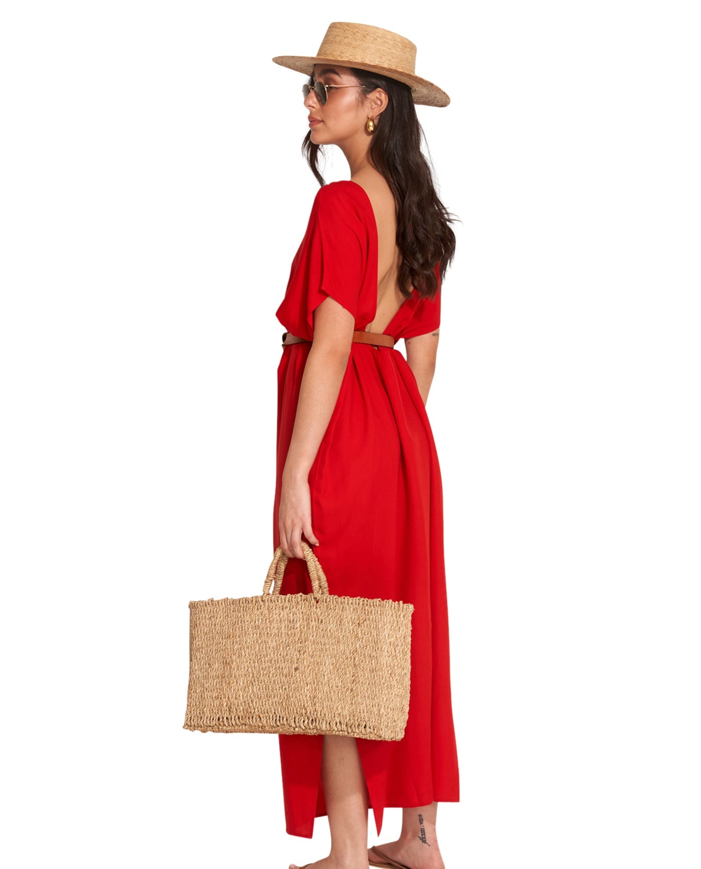 Side View Of Gottex Beach Life Open Back Cover Up Kaftan | GOTTEX BEACH LIFE TALYA RED CHERRY