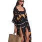 Side View View Of Gottex Beach Life Midi Cover Up Kimono | GOTTEX BEACH LIFE ANAT BLACK