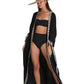 Front View Of Gottex Beach Life Midi Cover Up Kimono | GOTTEX BEACH LIFE LEE BLACK