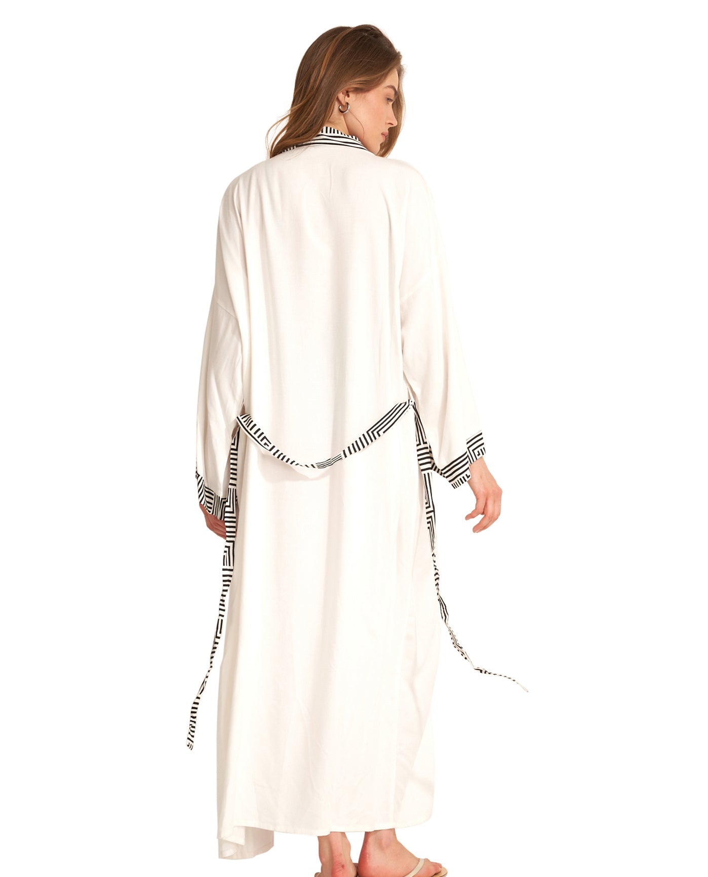 Back View Of Gottex Beach Life Midi Cover Up Kimono | GOTTEX BEACH LIFE LEE CREAM