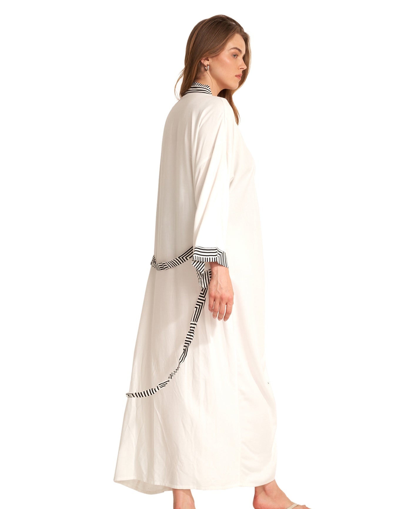 Side View Of Gottex Beach Life Lee Midi Cover Up Kimono | Cream