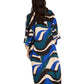 Back View Of Gottex Beach Life Midi Cover Up Kimono | GOTTEX BEACH LIFE IRIS BLUE