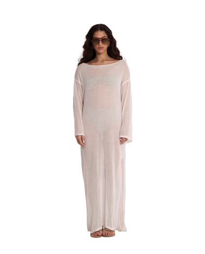 Classic Fishnet Long Sleeve Beach Dress