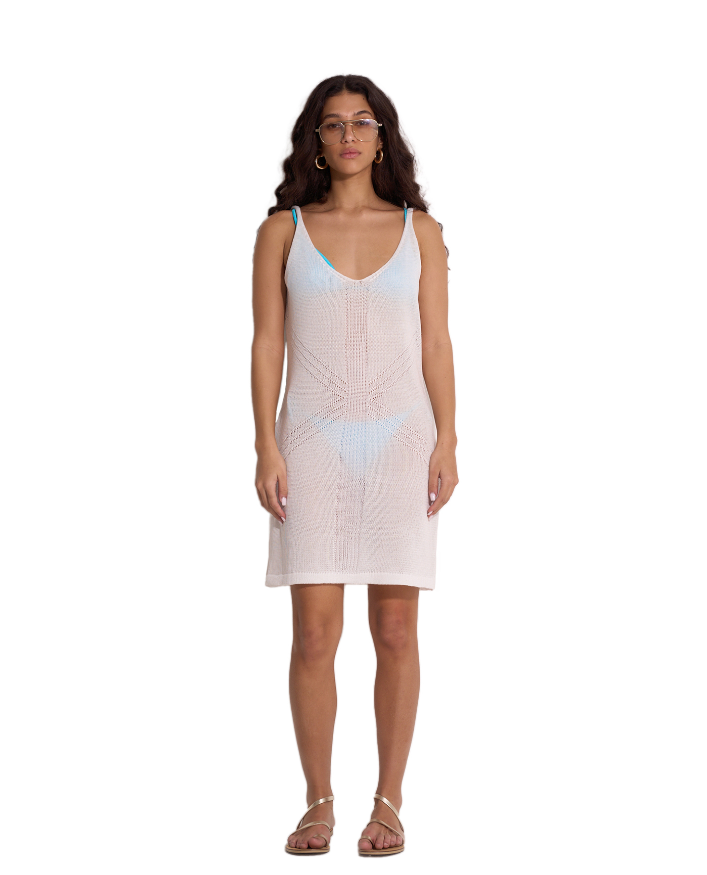 Geometric Crochet Mini Beach Dress Cover-Up