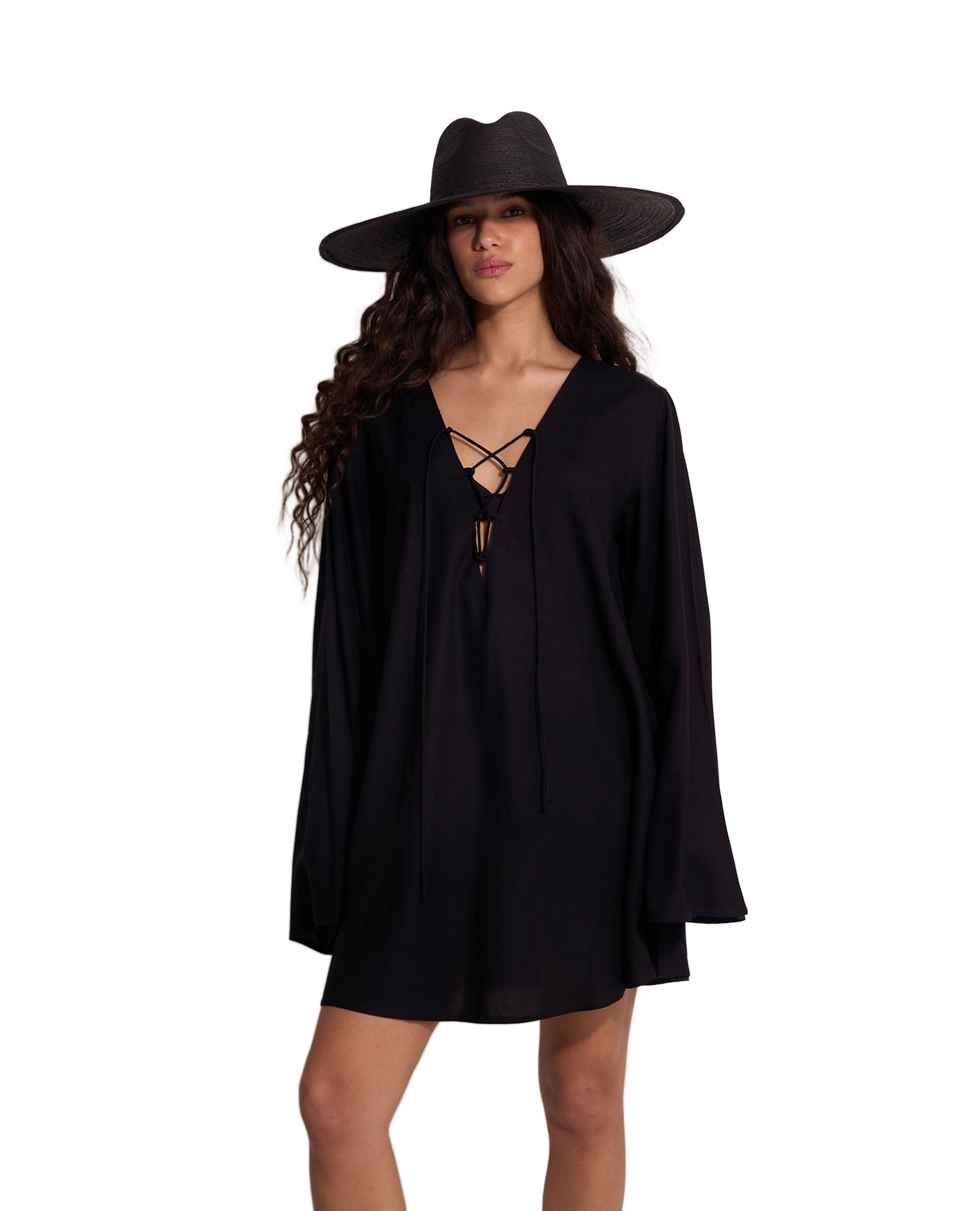 Mist & Sand Mini Dress Cover-Up | Black
